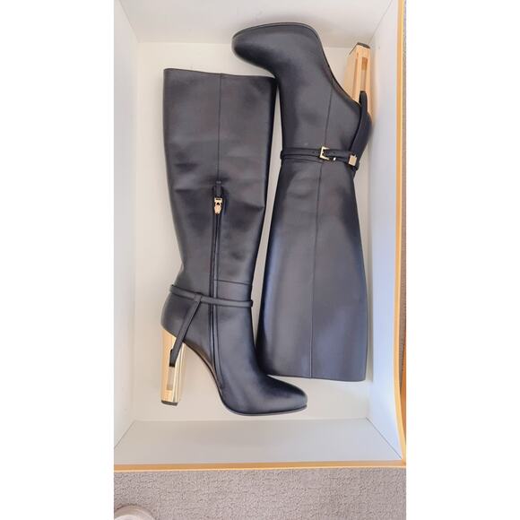 Fendi 105MM Leather Traced Heel Boots 38.5 Nero - Picture 2 of 11